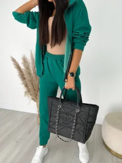 Zielony Komplet Bluza + Spodnie 12817-104-G|Modna Kiecka Sale