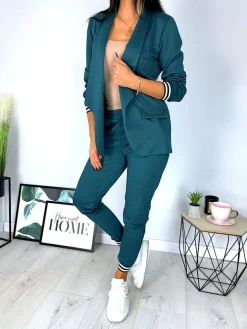 Zielony Komplet Marynarka + Spodnie 11442-404-G|Modna Kiecka Hot